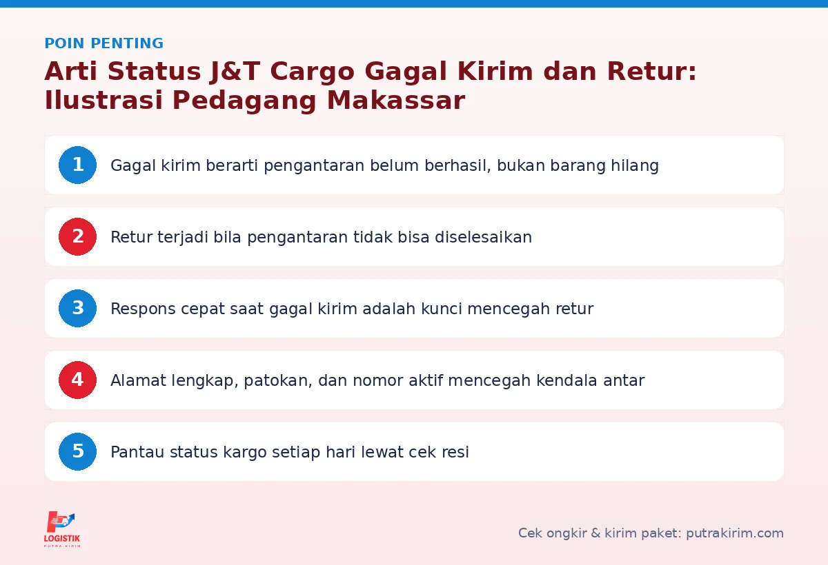 Infografis poin penting Arti status J&T Cargo - Putra Kirim