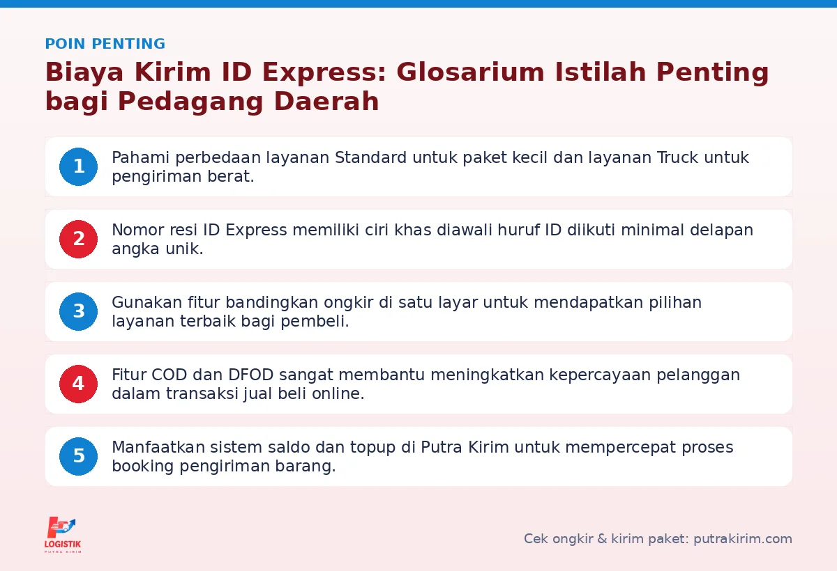 Infografis poin penting Biaya kirim ID Express - Putra Kirim