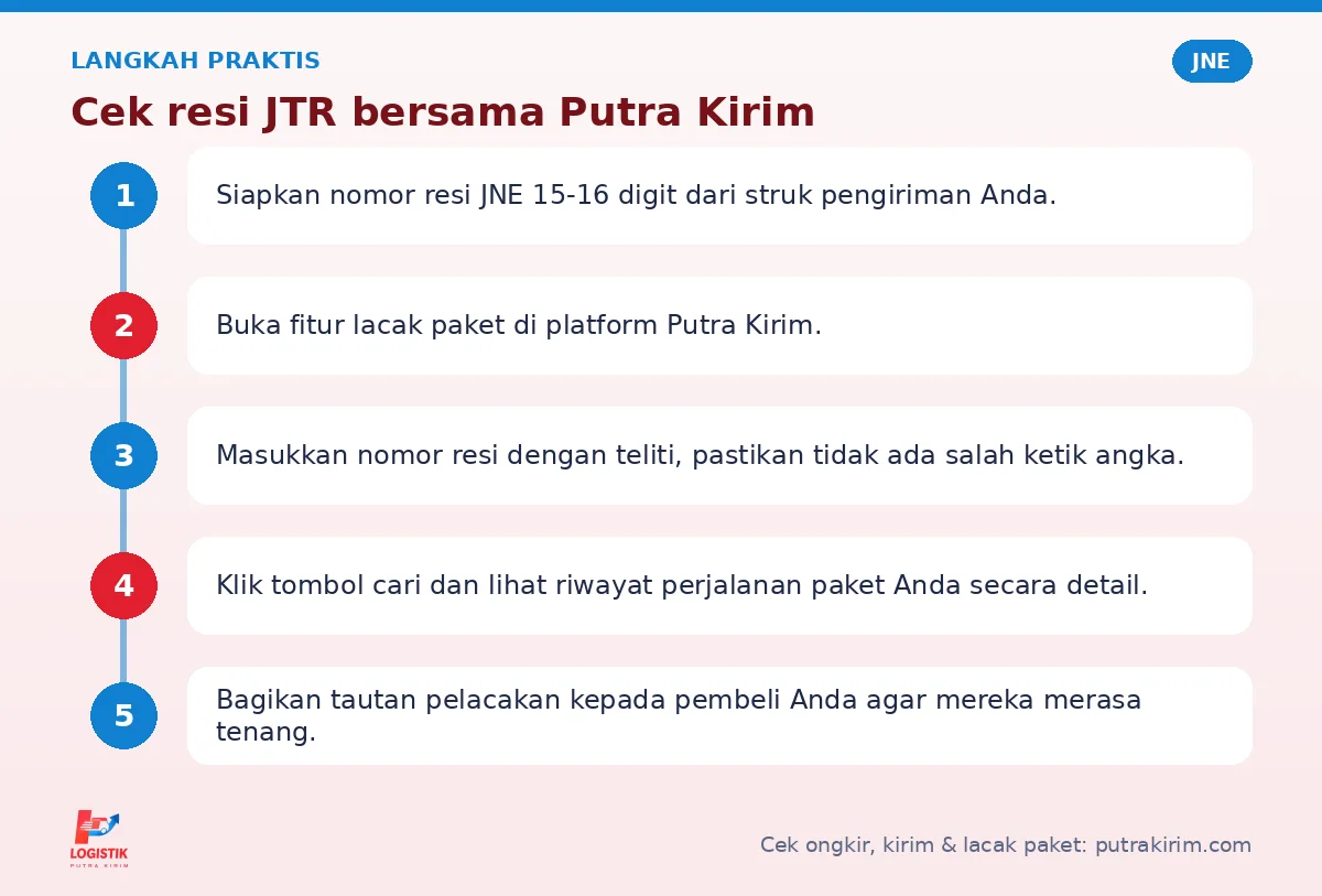 Langkah Cek resi JTR di Putra Kirim