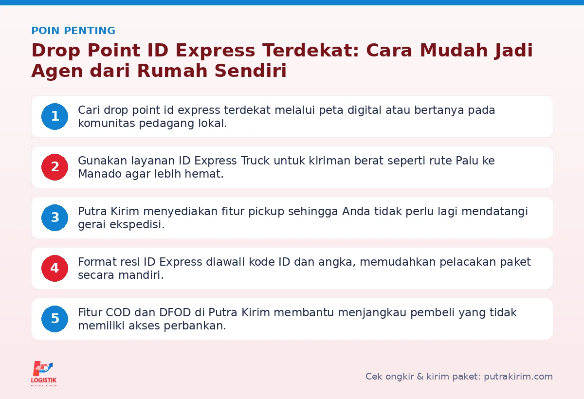 Infografis poin penting Drop point ID Express terdekat - Putra Kirim