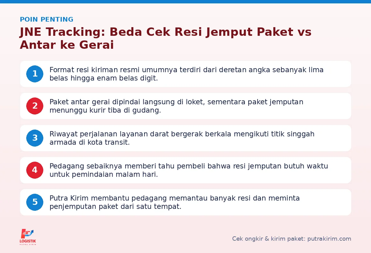 Infografis poin penting JNE tracking - Putra Kirim