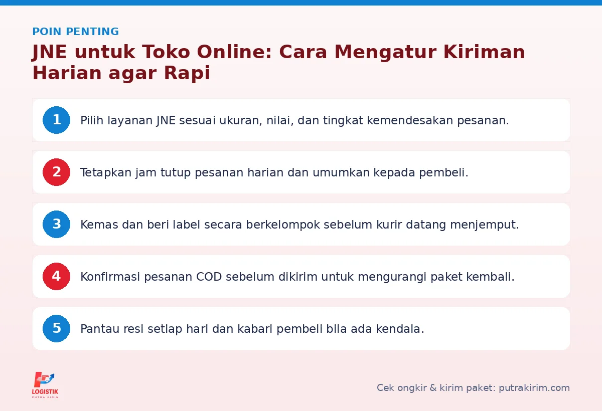 Poin penting: JNE untuk Toko Online: Cara Mengatur Kiriman Harian agar Rapi