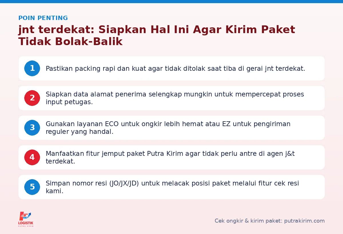 Infografis poin penting JNT terdekat - Putra Kirim
