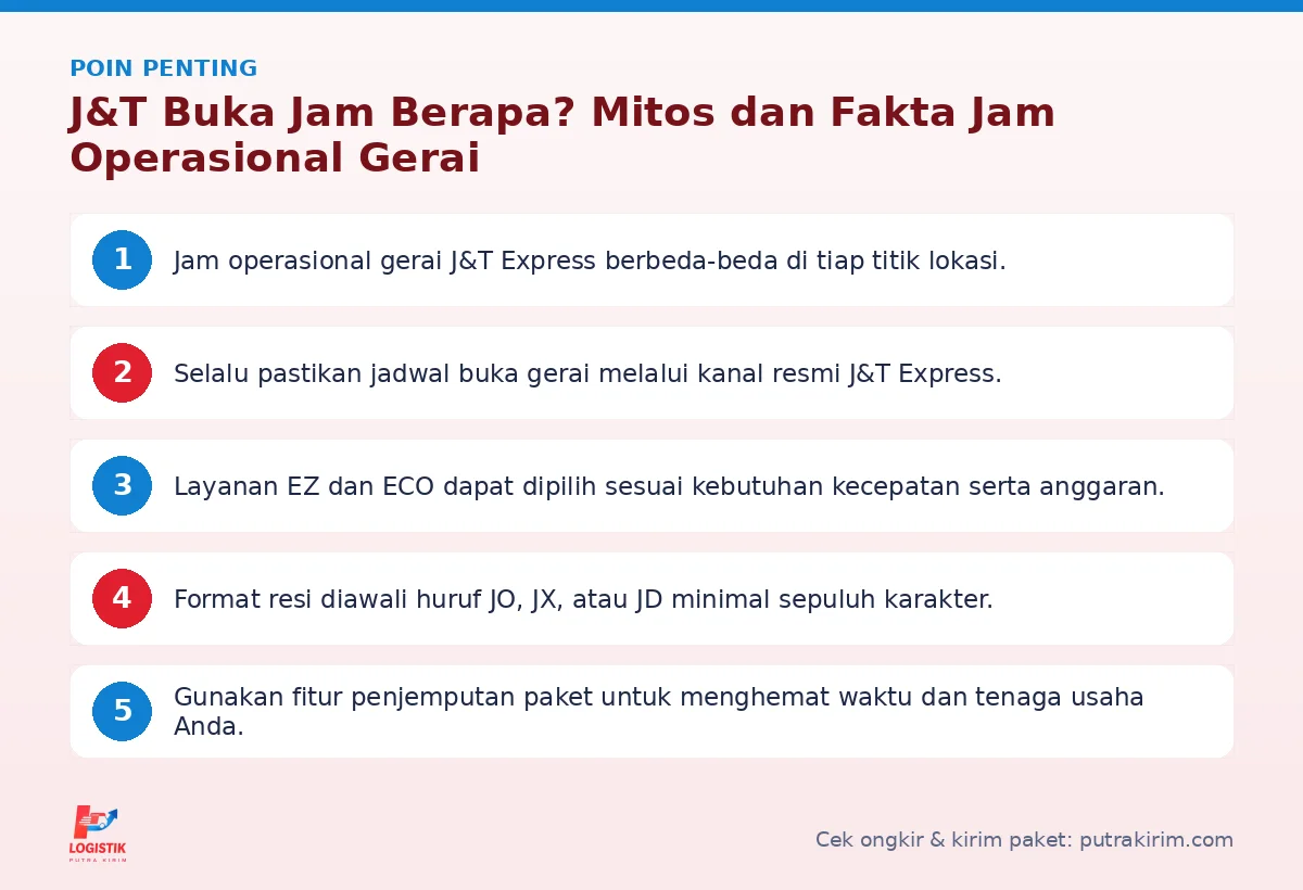 Infografis poin penting J&T buka jam berapa - Putra Kirim