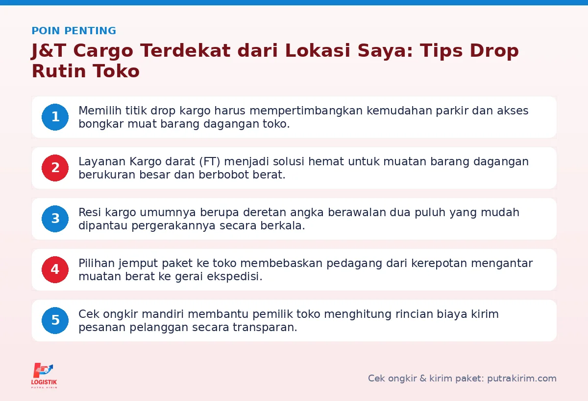 Infografis poin penting J&T Cargo terdekat dari lokasi saya - Putra Kirim