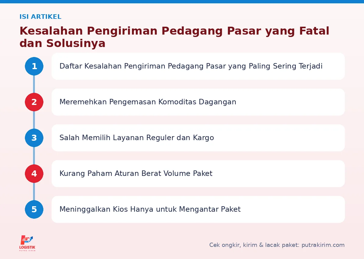 Peta isi artikel Kesalahan pengiriman pedagang pasar - Putra Kirim