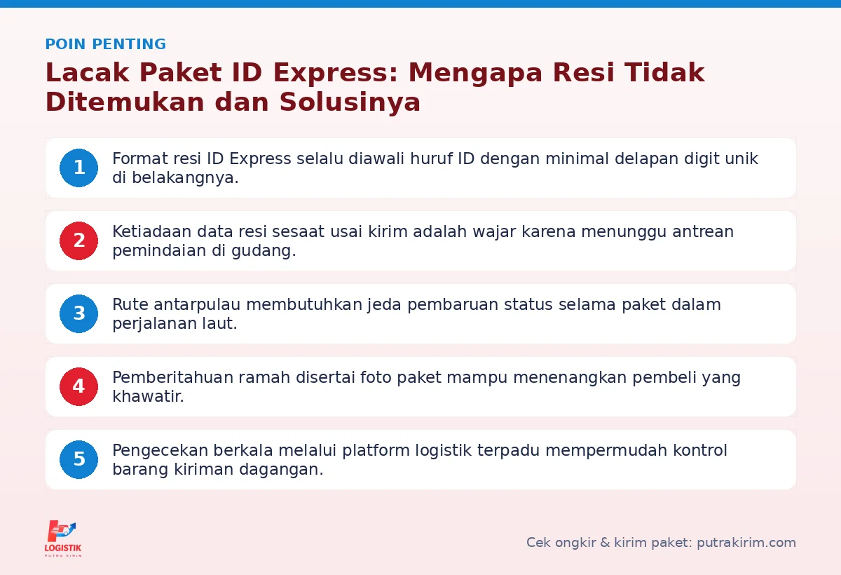 Infografis poin penting Lacak paket ID Express - Putra Kirim