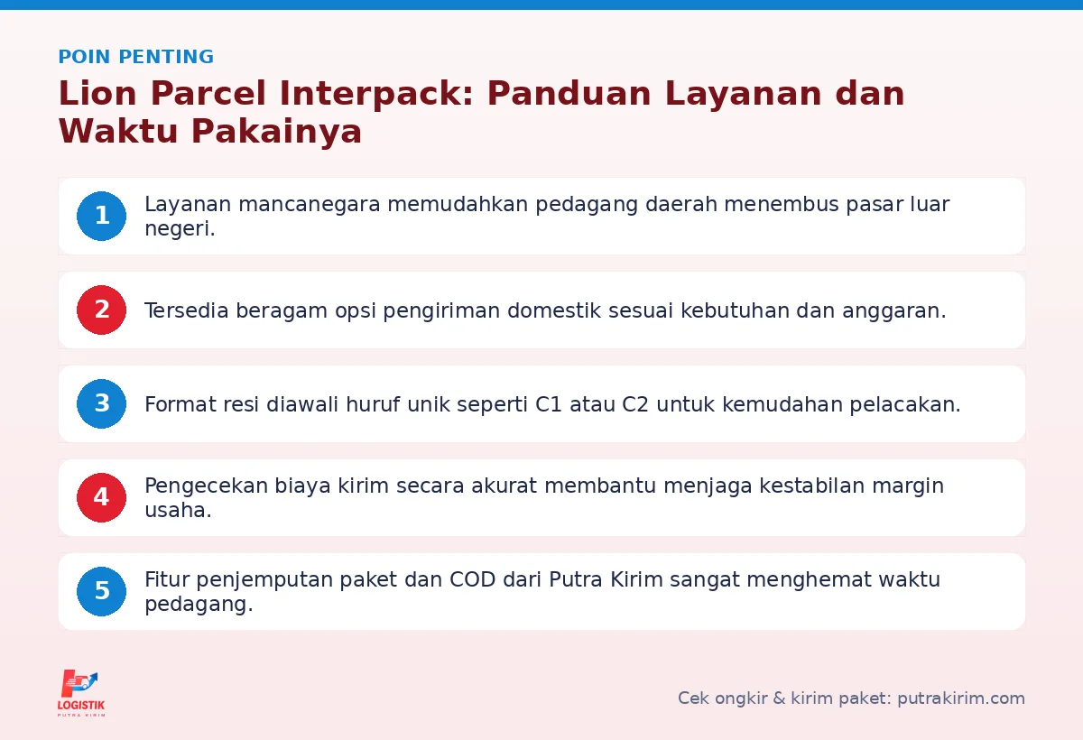 Infografis poin penting Lion Parcel Interpack - Putra Kirim