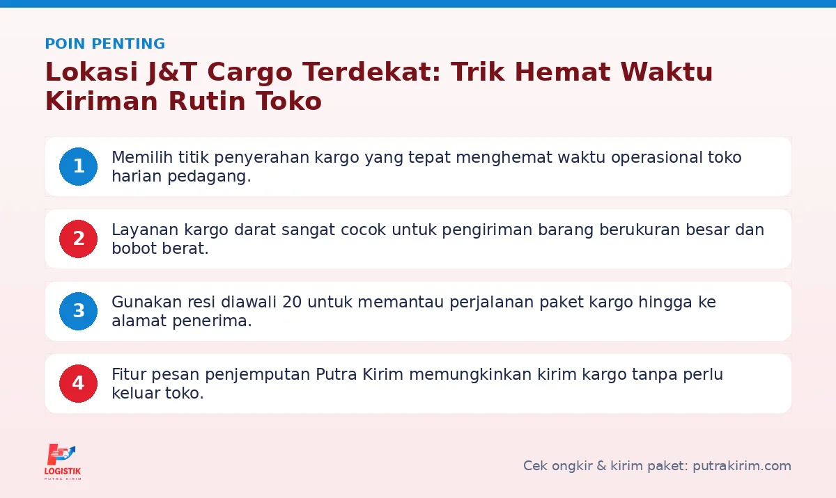 Infografis poin penting Lokasi J&T Cargo terdekat - Putra Kirim
