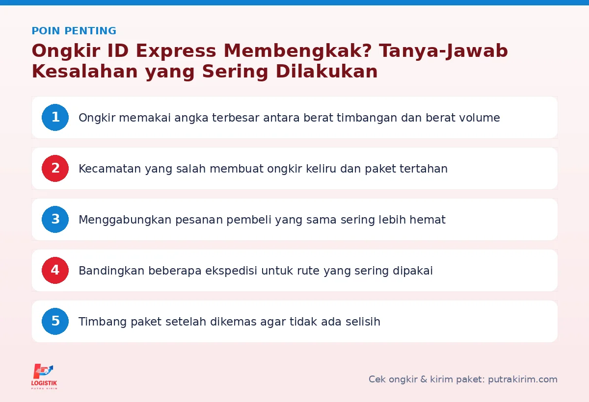 Infografis poin penting Ongkir ID Express - Putra Kirim