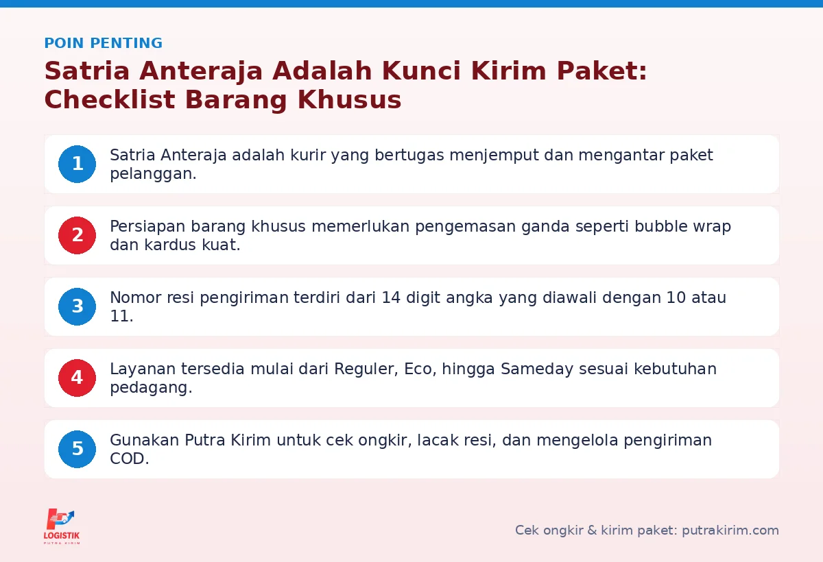Infografis poin penting Satria AnterAja adalah - Putra Kirim
