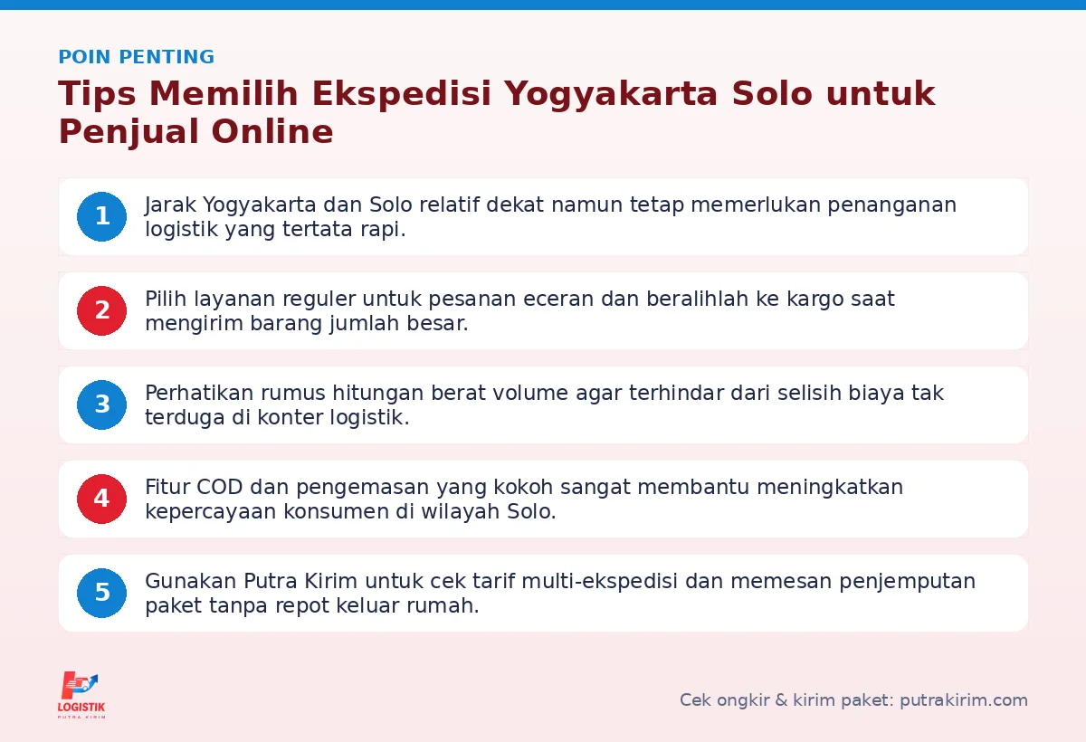 Poin penting: Tips Memilih Ekspedisi Yogyakarta Solo untuk Penjual Online